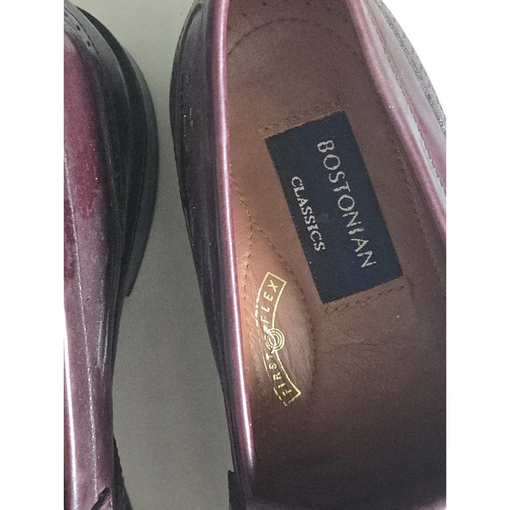 Bostonian Classics Mens Loafers Sz 7.5 Burgundy Leather First Flex Vibram Kiltie